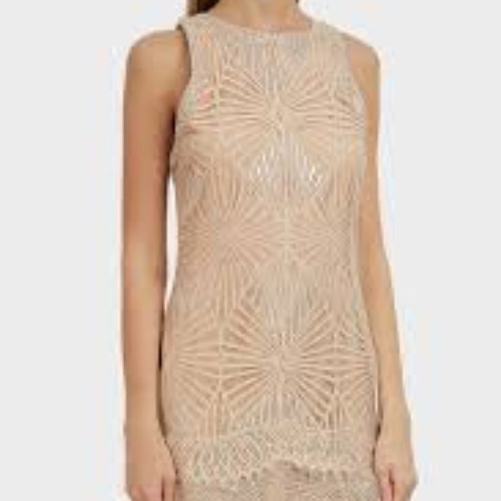 JONATHAN SIMKHAI Metallic Tiered Mini Dress - color nude - size 0/XS - Picture 4 of 5